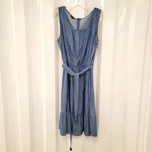 Talbots Chambray Denim Sleeveless Dress Prairie Women's 14